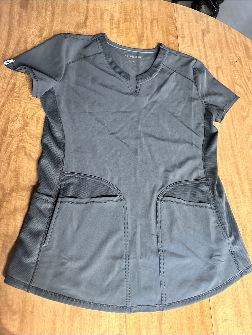 Scrubstar Dark Gray V-Neck Medical Top with Front Pockets